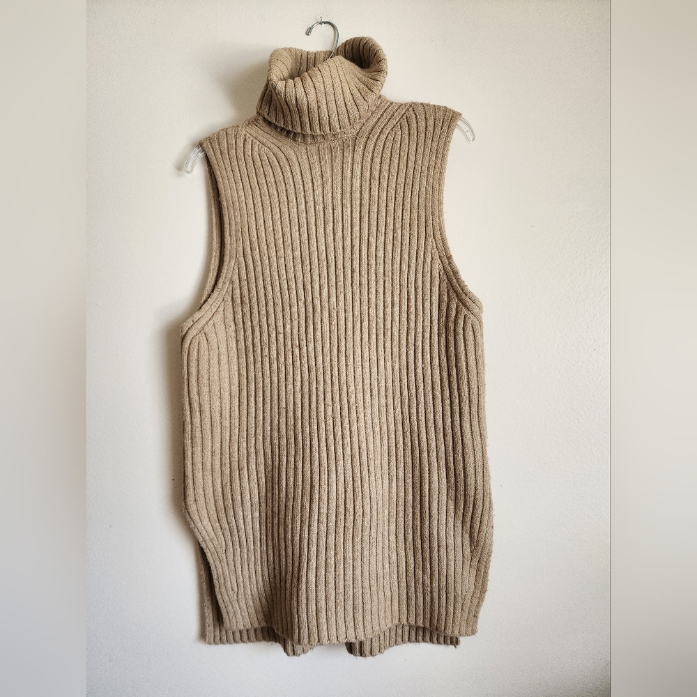 Sleeveless Ribbed Turtleneck Sweater